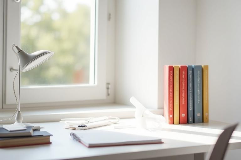バウハウススタイルの机と本